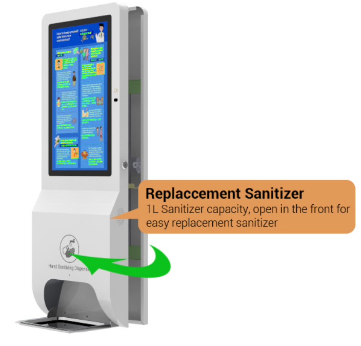 Display and hand sanitising dispenser